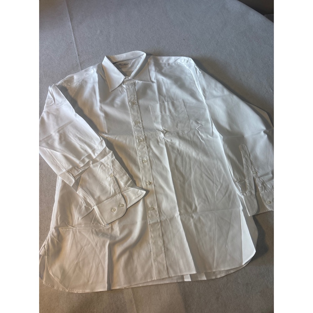 Ben Silver Button Down Shirt Mens 17.5 35 White Excellent Cotton Twill Canada